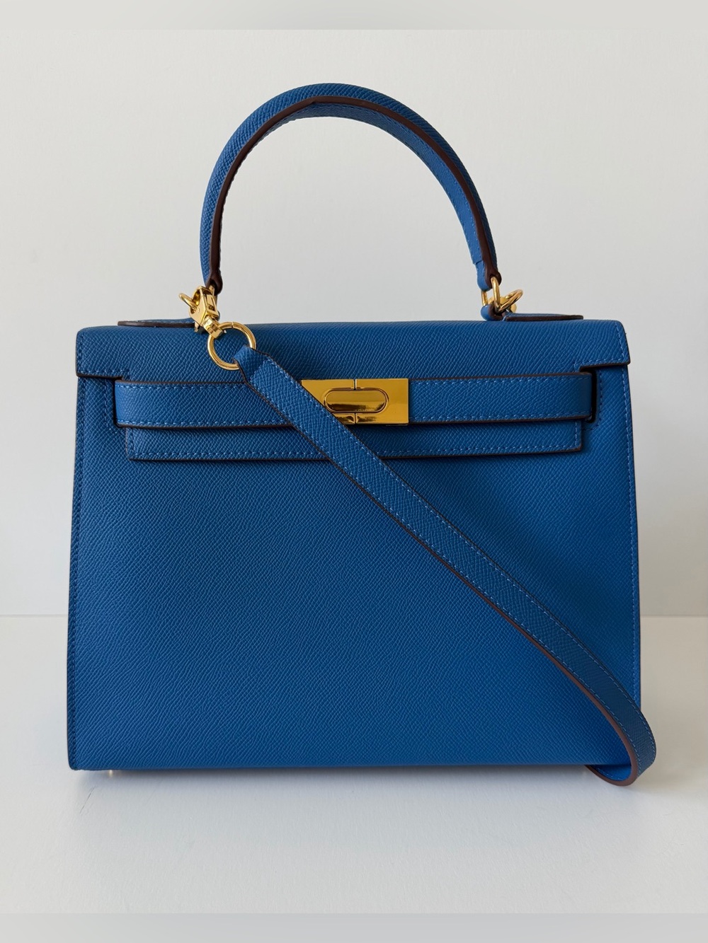 Lily & Bean Kelly Style Leather Top Handle Bag in Royal Blue